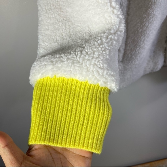 NWT THML WOMEN Fleece Jacket Size L Color White/Neon - Picture 4 of 13